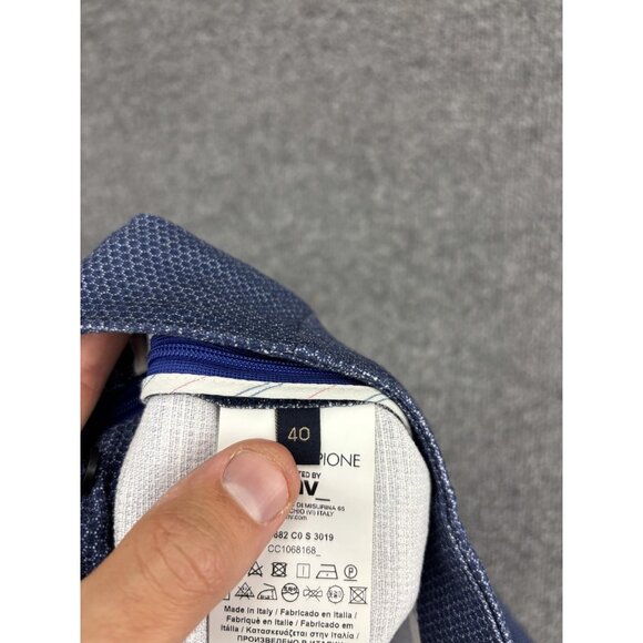 Piazza Sempione Pants Womens IT 40 Blue Micro Dot Stretch Slim Ankle Made Italy - Picture 10 of 11